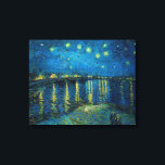Starry Night Over the Rhône | Vincent van Gogh Canvas Print<br><div class="desc">Starry Night Over the Rhône (1888) by Vincent van Gogh is a mesmerizing Post-Impressionist painting that captures a serene nighttime view of the Rhône River in Arles, France. The artwork features a deep blue sky adorned with shimmering golden stars and their reflections on the water. In the foreground, two figures...</div>