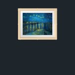 Starry Night Over the Rhône | Vincent van Gogh Framed Art<br><div class="desc">Starry Night Over the Rhône (1888) by Vincent van Gogh is a mesmerizing Post-Impressionist painting that captures a serene nighttime view of the Rhône River in Arles, France. The artwork features a deep blue sky adorned with shimmering golden stars and their reflections on the water. In the foreground, two figures...</div>
