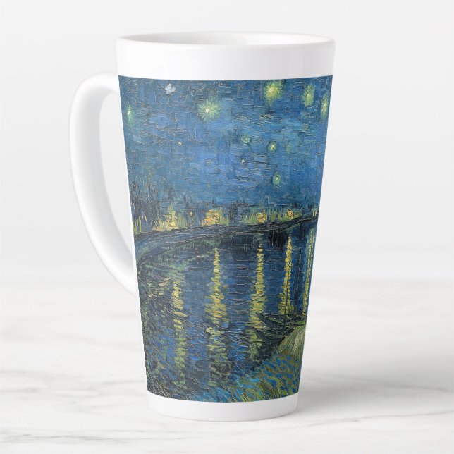 Starry Night Over the Rhône-Vincent van Gogh Latte Mug (Left Angle)