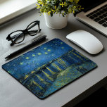 Starry Night Over the Rhône | Vincent Van Gogh Mouse Pad<br><div class="desc">Starry Night Over the Rhône (1888) by Dutch artist Vincent Van Gogh. Original artwork is an oil on canvas depicting an energetic post-impressionist night sky in moody shades of blue and yellow. 

Use the design tools to add custom text or personalize the image.</div>