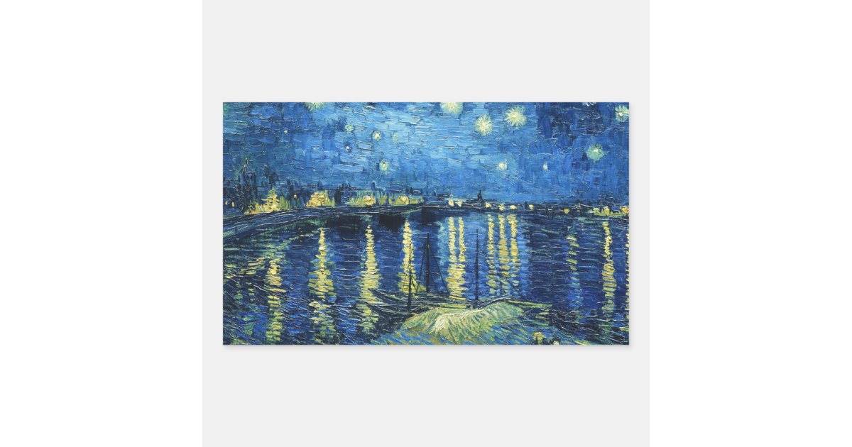 Starry Night over the Rhone Vincent van Gogh Rectangular Sticker | Zazzle