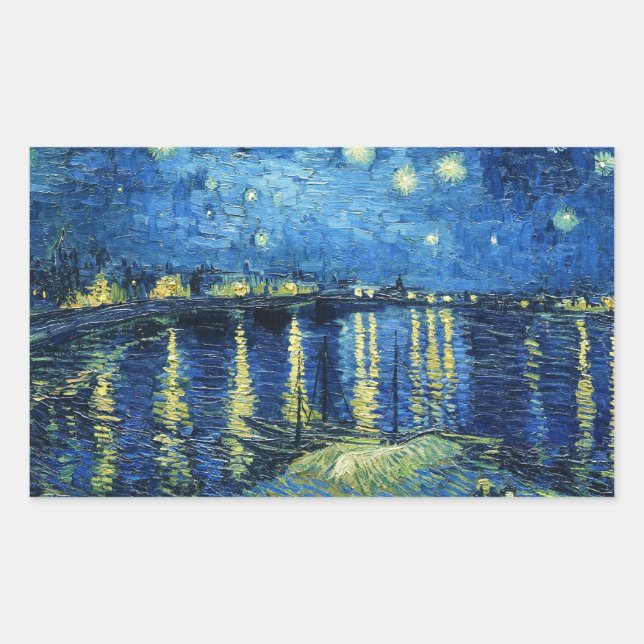 Starry Night over the Rhone Vincent van Gogh Rectangular Sticker (Front)