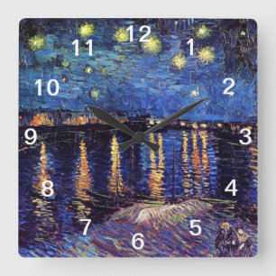 Starry Night over the Rhone, Vincent Van Gogh Square Wall Clock