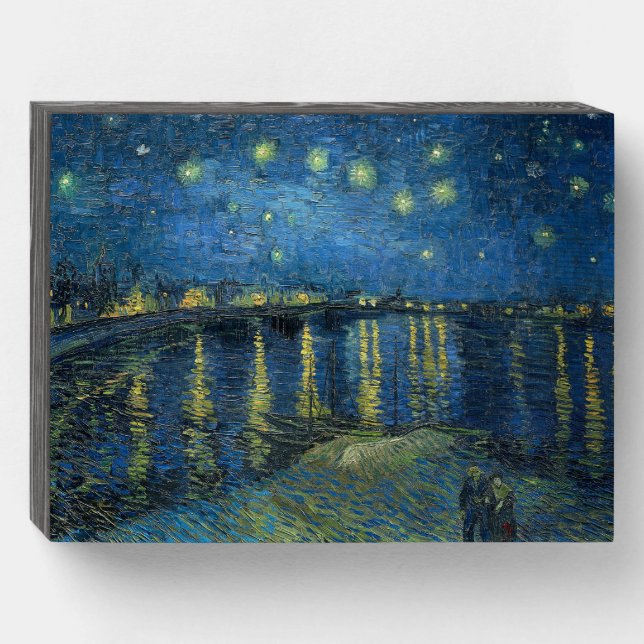 Starry Night Over the Rhône-Vincent van Gogh Wooden Box Sign (Front Horizontal)