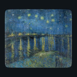 Starry Night Over the River Rhone (by van Gogh) Cutting Board<br><div class="desc">This design features a painting by the Dutch Post-Impressionist artist Vincent van Gogh (1853–1890), who is widely recognized as one of the most influential figures in the history of Western art. It is a landscape painting, showing the French city of Arles at night from the bank of the River Rhône....</div>