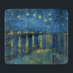 Starry Night Over the River Rhone (by van Gogh) Cutting Board<br><div class="desc">This design features a painting by the Dutch Post-Impressionist artist Vincent van Gogh (1853–1890), who is widely recognized as one of the most influential figures in the history of Western art. It is a landscape painting, showing the French city of Arles at night from the bank of the River Rhône....</div>