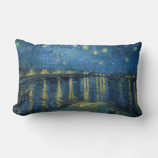 Starry Night Over the River Rhone (by van Gogh) Lumbar Pillow (Front)