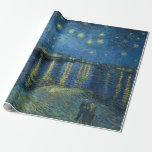Starry Night Over the River Rhone (by van Gogh) Wrapping Paper<br><div class="desc">This design features a painting by the Dutch Post-Impressionist artist Vincent van Gogh (1853–1890), who is widely recognized as one of the most influential figures in the history of Western art. It is a landscape painting, showing the French city of Arles at night from the bank of the River Rhône....</div>