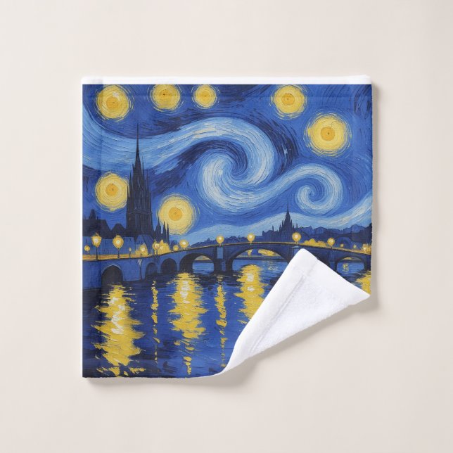 Starry night over the river wash cloth (Wash Cloth)