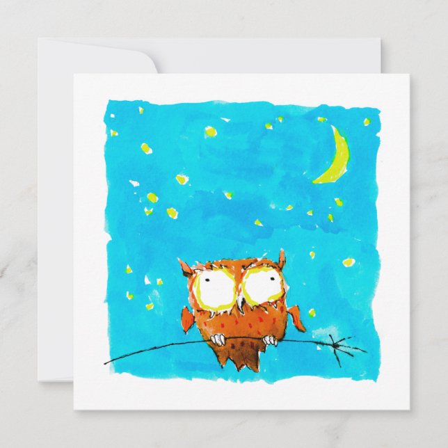 Starry Night Owl Holiday Card (Front)
