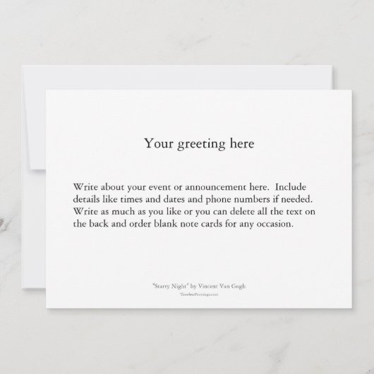 Starry Night painting by artist Vincent Van Gogh (Back)