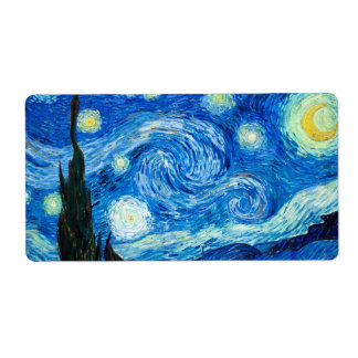 Starry Night Painting By Painter Vincent Van Gogh Label