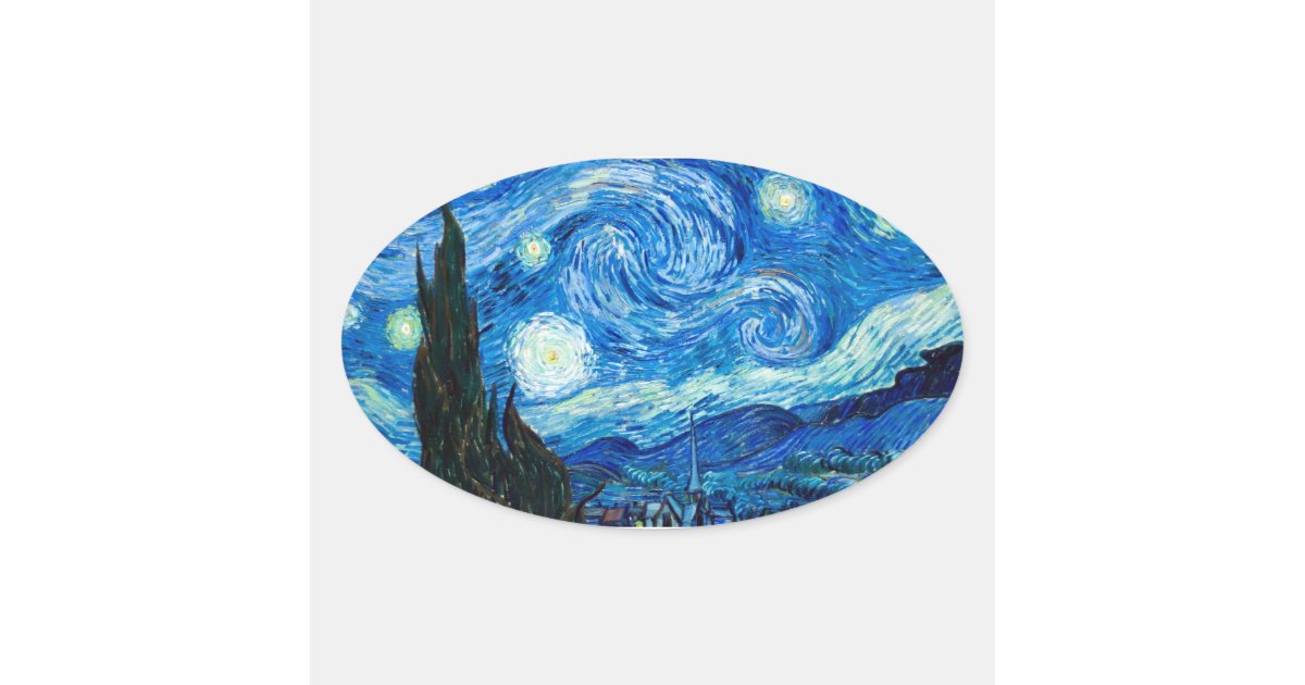 Starry Night Painting By Painter Vincent Van Gogh Oval Sticker | Zazzle
