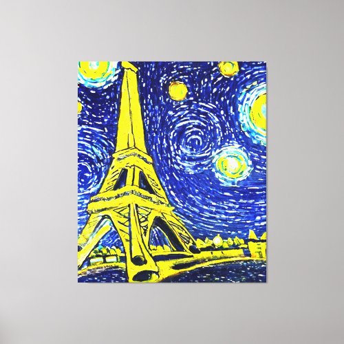 Starry Night Paris France Canvas Print