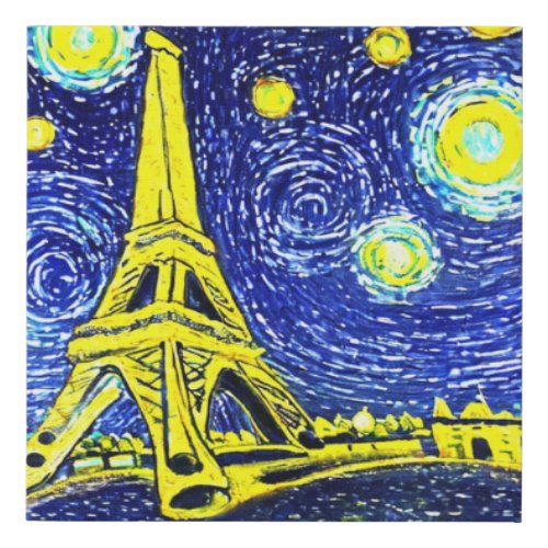 Starry Night Paris France Faux Canvas Print