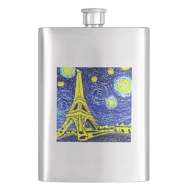 Starry Night Paris France Flask (Front)