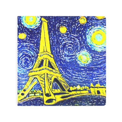 Starry Night Paris France Metal Print