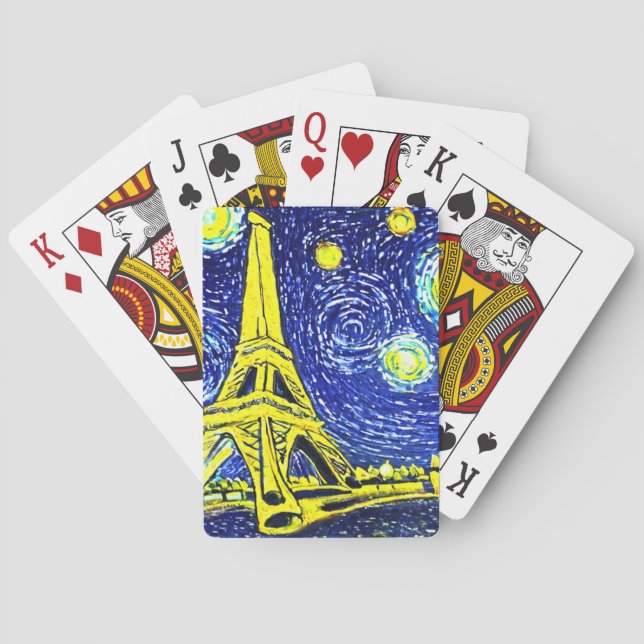 Starry Night Paris France Poker Cards (Back)