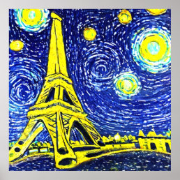 Starry Night Paris France Poster