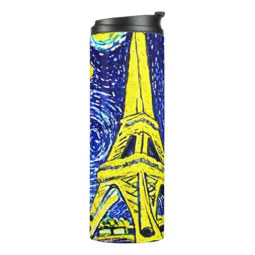 Starry Night Paris France Thermal Tumbler