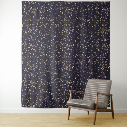 Starry Night Party Photo Background Navy Blue Gold Tapestry