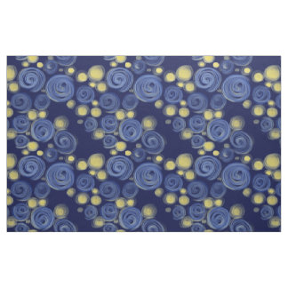 Starry Night Pattern Dark Fabric