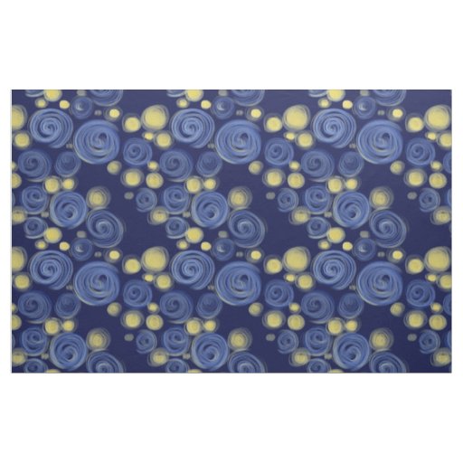 Starry Night Pattern Dark Fabric