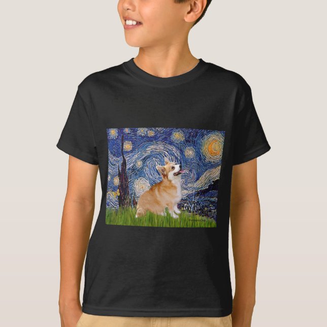 Starry Night - Pembroke Welsh Corgi 7b T-Shirt (Front)
