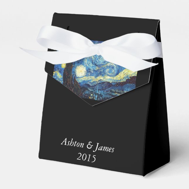 Starry Night Personalized Wedding Favor Box (Front Side)