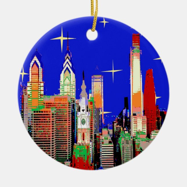 Starry Night Philadelphia Ceramic Ornament (Front)