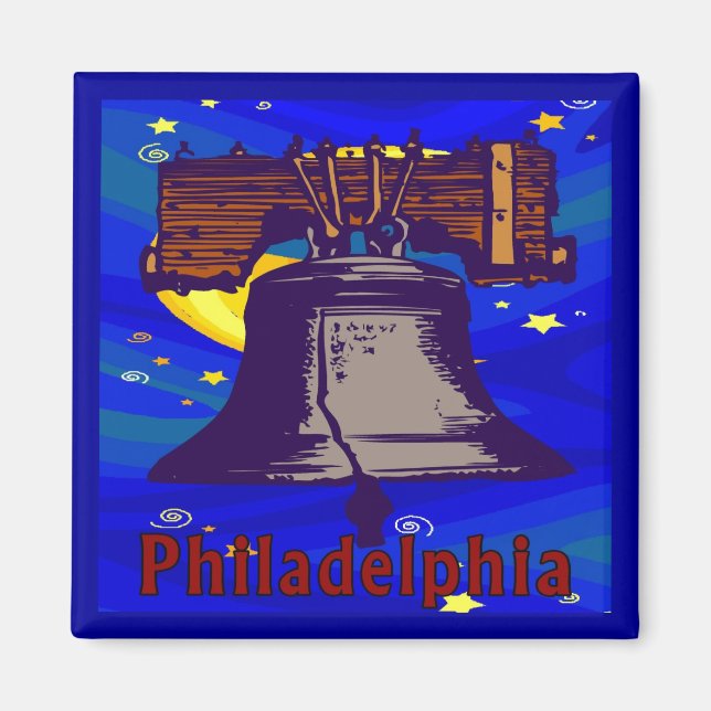Starry Night Philadelphia Liberty Bell Magnet (Front)