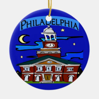 Starry Night Philadelphia Moon Ceramic Ornament