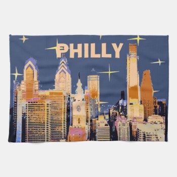 Starry Night Philadelphia  Personalize Kitchen Towel by figstreetstudio at Zazzle