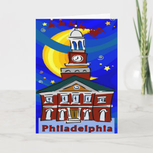 Starry Night Philadelphia Santa Holiday Card