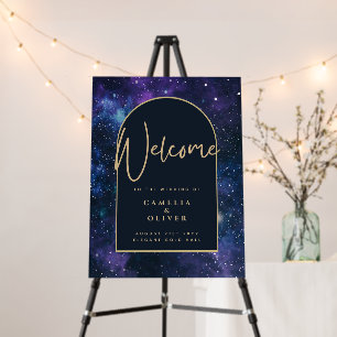 Starry Night Purple Blue PHOTO Wedding WELCOME Foam Board