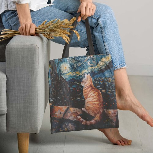 Starry Night Purrfection Tote Bag