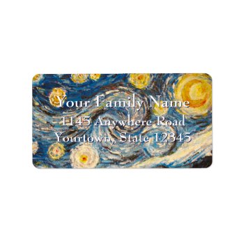 Starry Night Repaint After Vincent Van Gogh Label by hollandshop at Zazzle