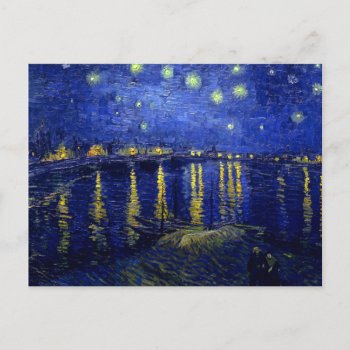 Starry Night Rhone Van Gogh Fine Art Postcard by lazyrivergreetings at Zazzle