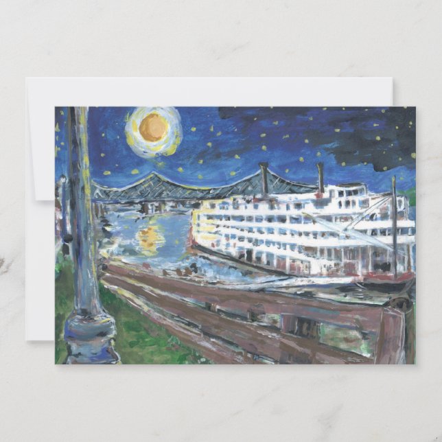 Starry Night River Boat Invitation customize (Front)