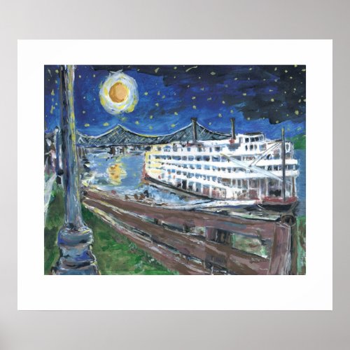 Starry Night Riverboat Poster