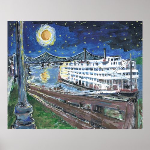 Starry Night Riverboat Poster