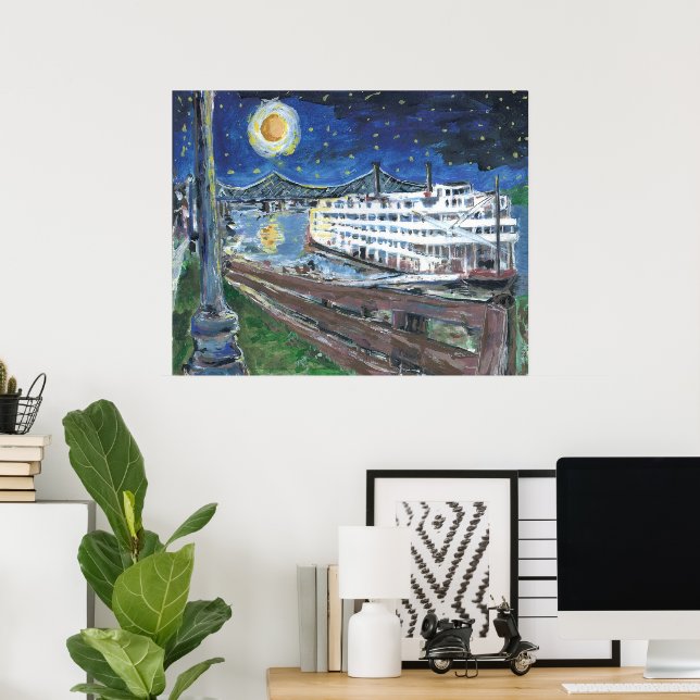 Starry Night Riverboat Poster (Home Office)