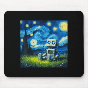 Starry Night Robot Funny Painting Art Meme Kids Me Mouse Pad