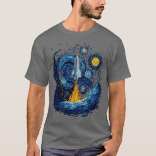 Starry Night Rocket Launch Space Gifts Science Gif T-Shirt
