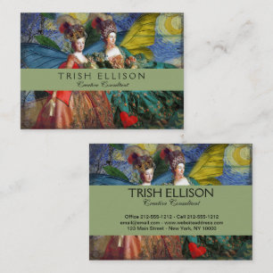 Starry Night Rococo Maidens Butterfly Wings Art Business Card