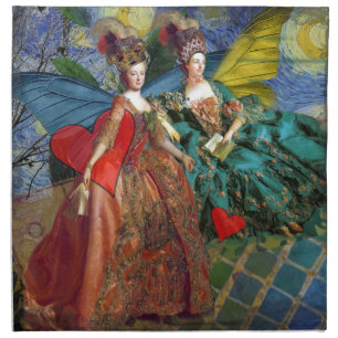 Starry Night Rococo Maidens Butterfly Wings Art Cloth Napkin