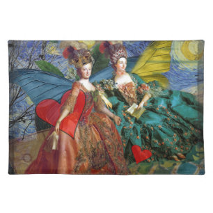 Starry Night Rococo Maidens Butterfly Wings Art Cloth Placemat