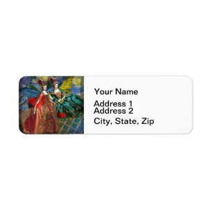 Starry Night Rococo Maidens Butterfly Wings Art Label