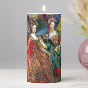 Starry Night Rococo Maidens Butterfly Wings Art Pillar Candle