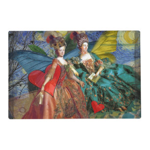 Starry Night Rococo Maidens Butterfly Wings Art Placemat